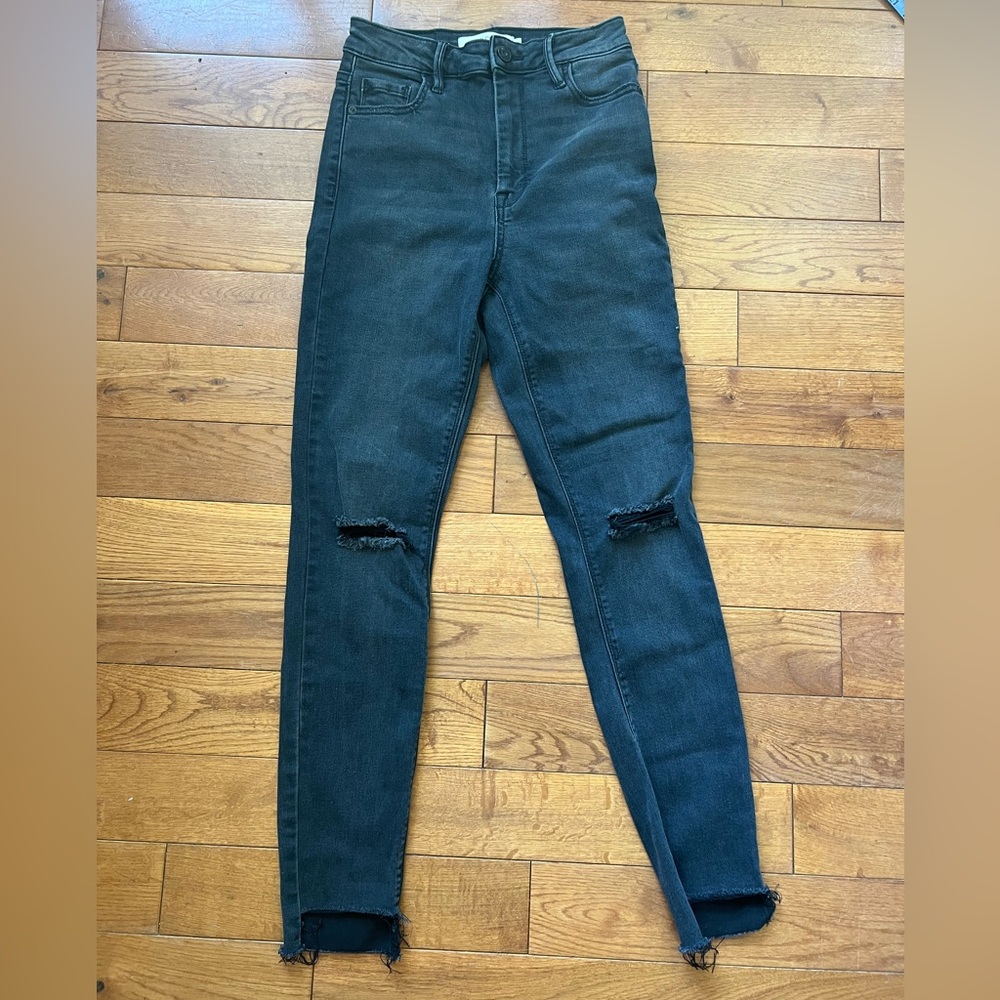 Hidden distressed denim